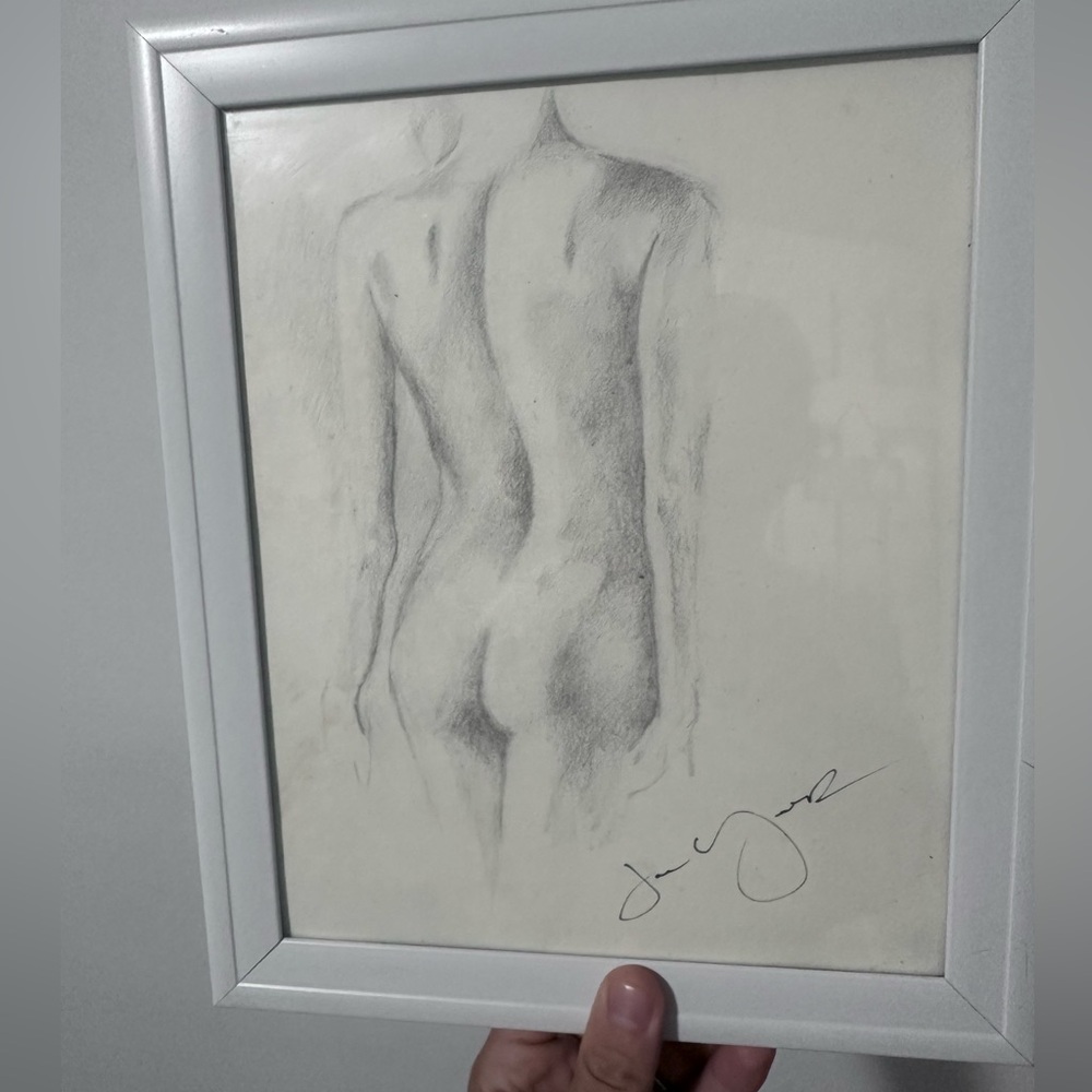 Handmade - Elegant Gray Sketch Art‎ in White Frame